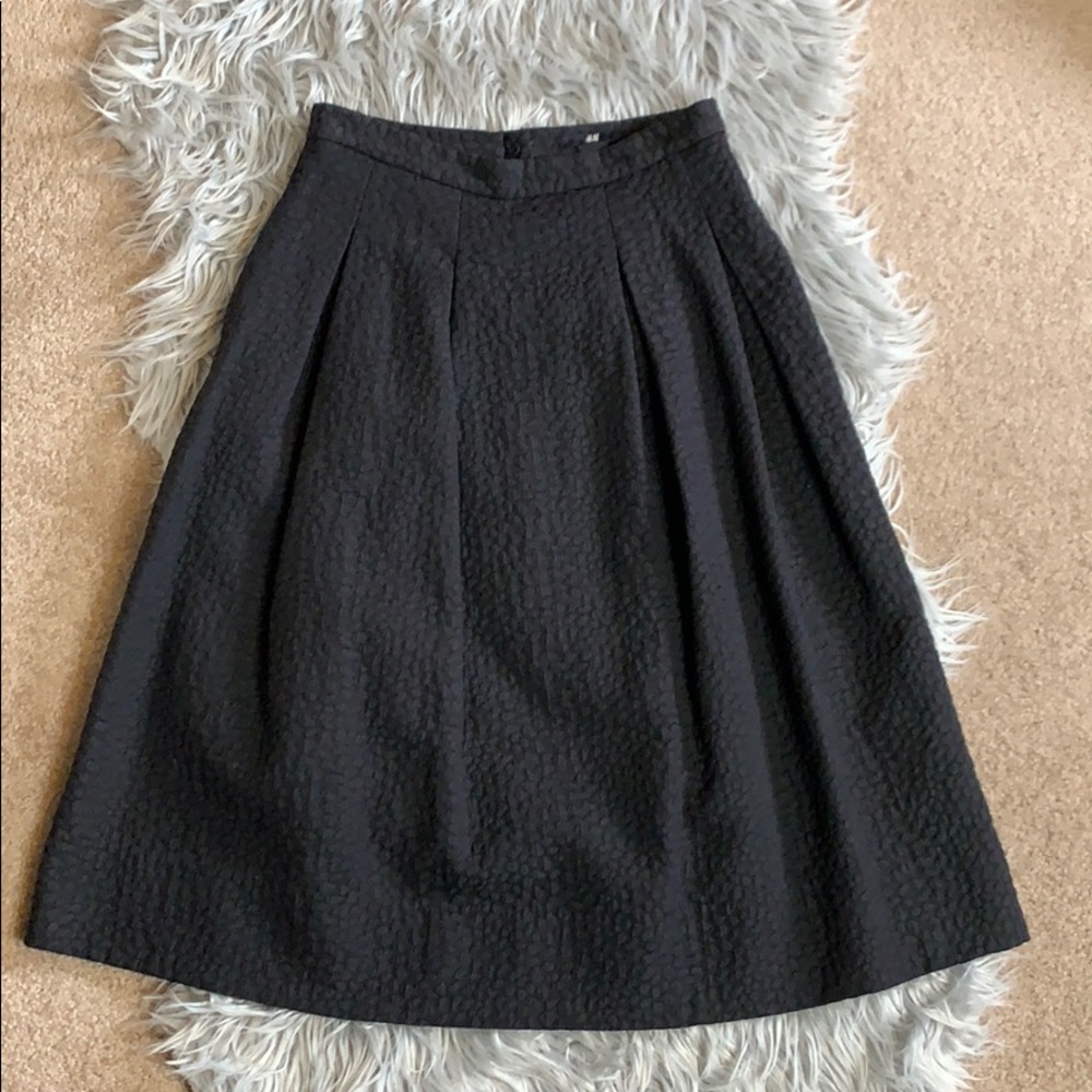 Black Pleated Midi Skirt